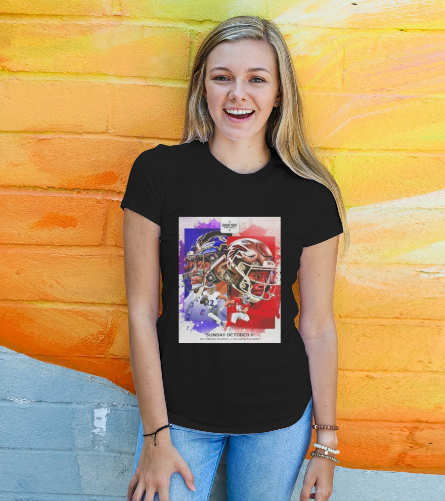 Sunday Night Football October 11 Baltimore Ravens Vs Atlanta Falcons NFL Matchup T-Shirt