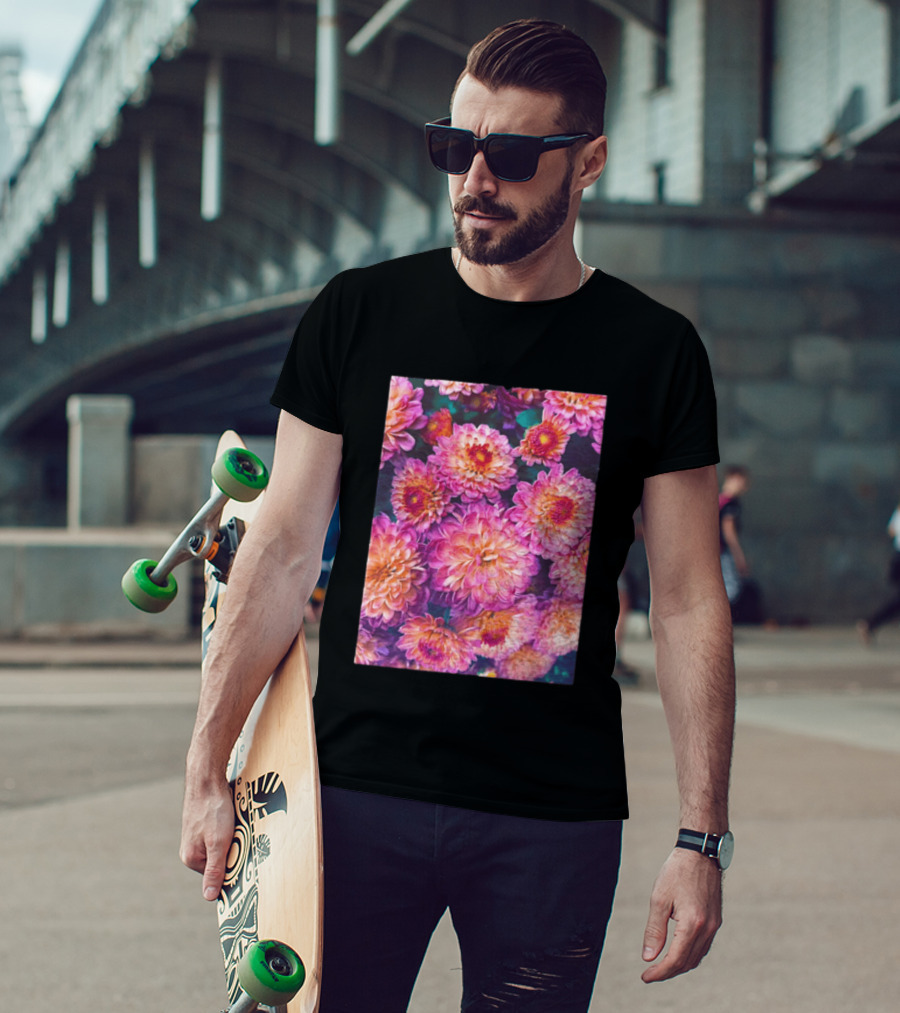 Many Pink And Orange Chrysanthemum Flowers In Full Bloom T-Shirt