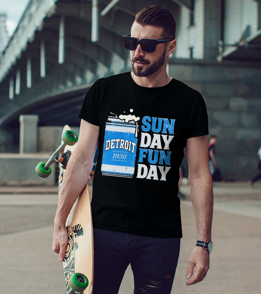 Detroit 1930 Beer Can Sun Day Fun Day Distressed T-Shirt