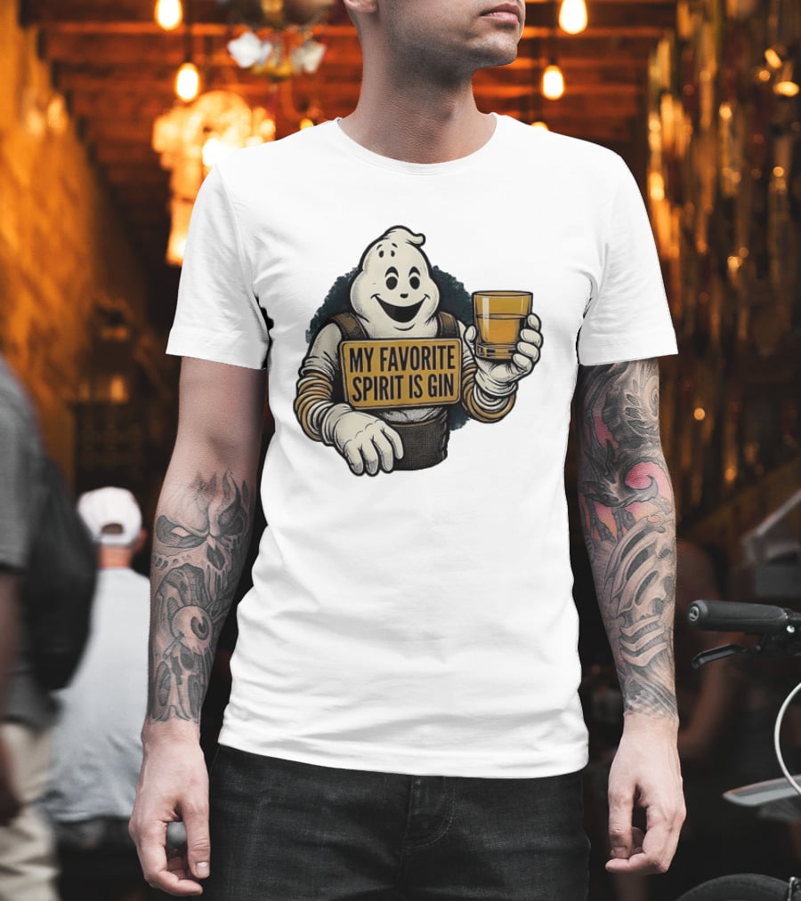 My Favorite Spirit Is Gin Ghost Character With Drink T-Shirt