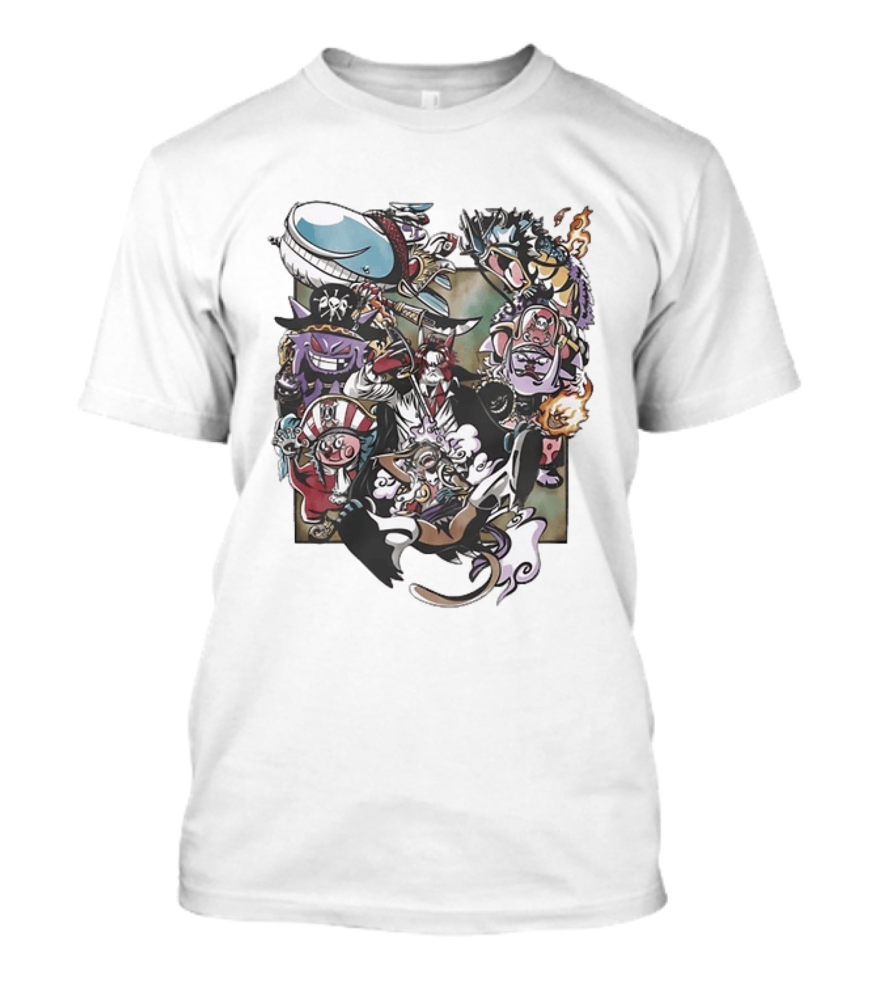 One Piece And Pokémon Crossover Featuring Iconic Characters T-Shirt