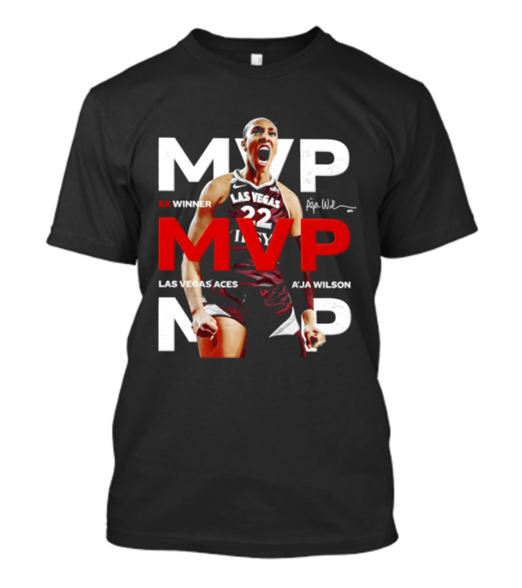 Las Vegas Aces A'ja Wilson 5X MVP Winner T-Shirt