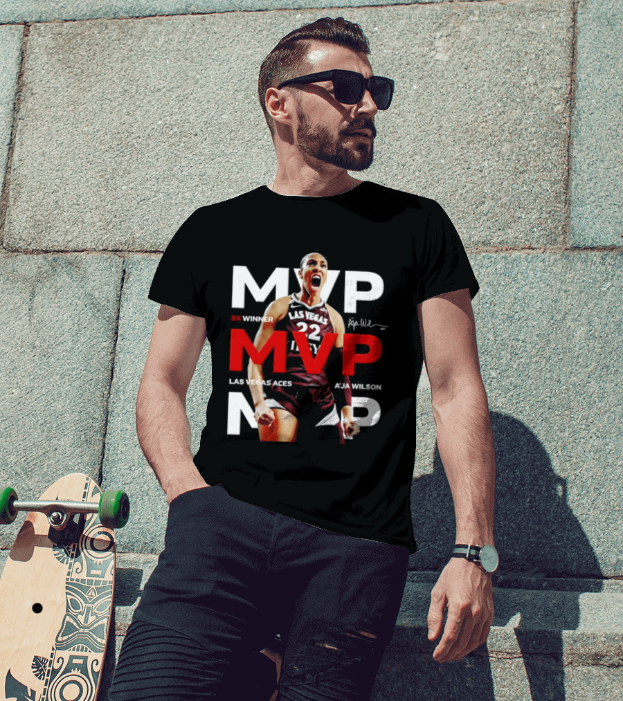 Las Vegas Aces A'ja Wilson 5X MVP Winner T-Shirt