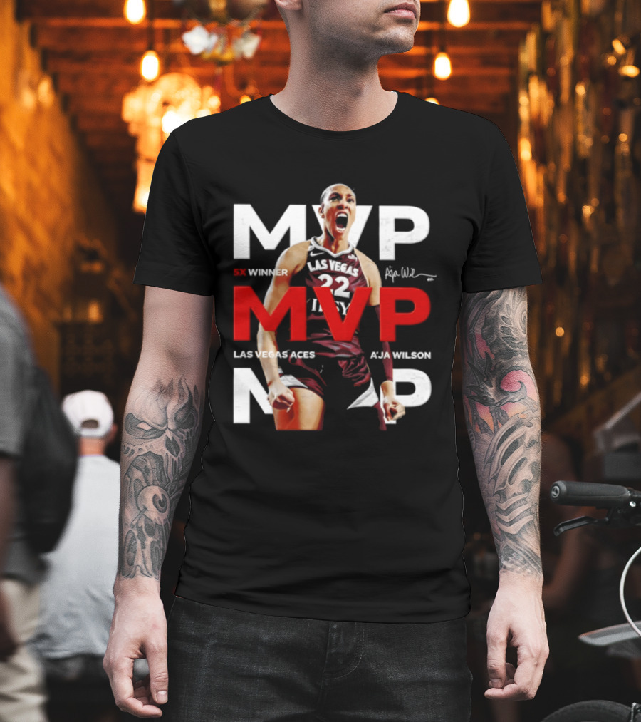 Las Vegas Aces A'ja Wilson 5X MVP Winner T-Shirt