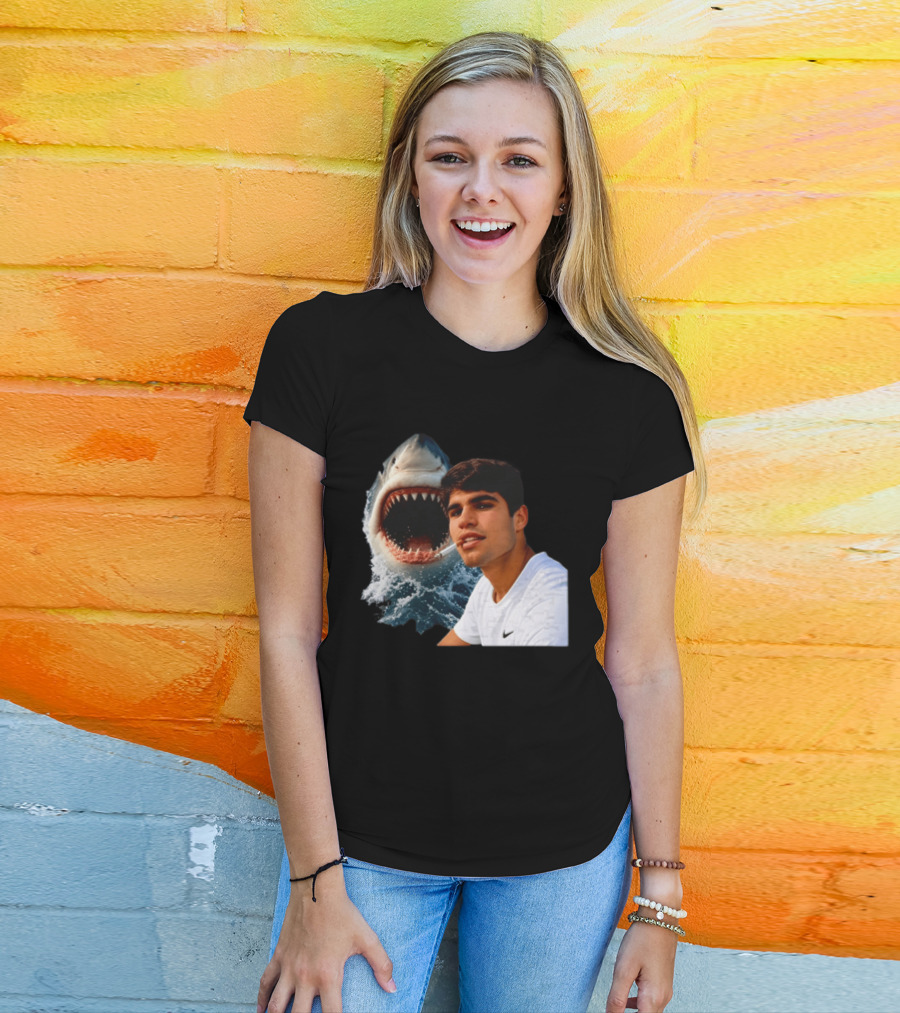 Carlos Alcaraz Smoking Shark Meme T-Shirt