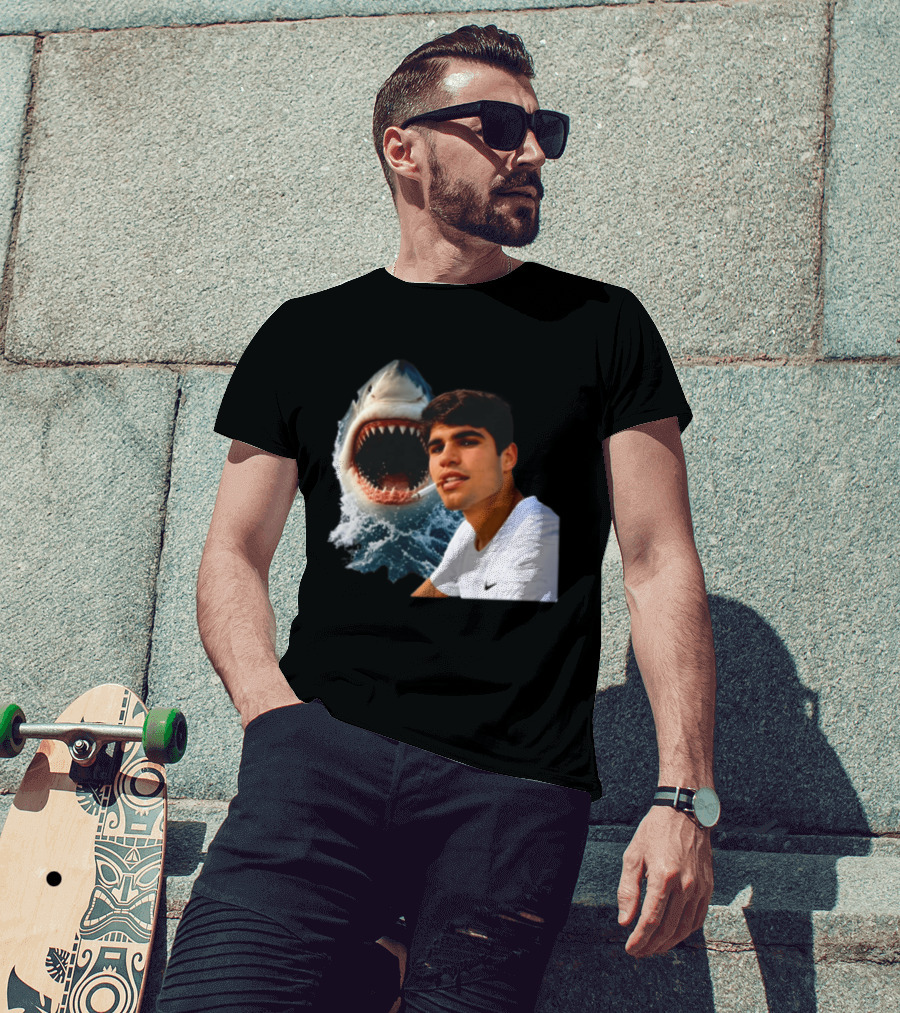 Carlos Alcaraz Smoking Shark Meme T-Shirt