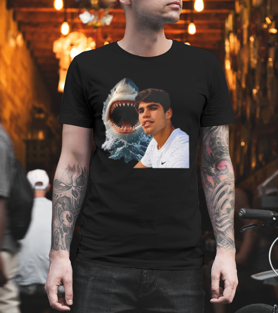 Carlos Alcaraz Smoking Shark Meme T-Shirt