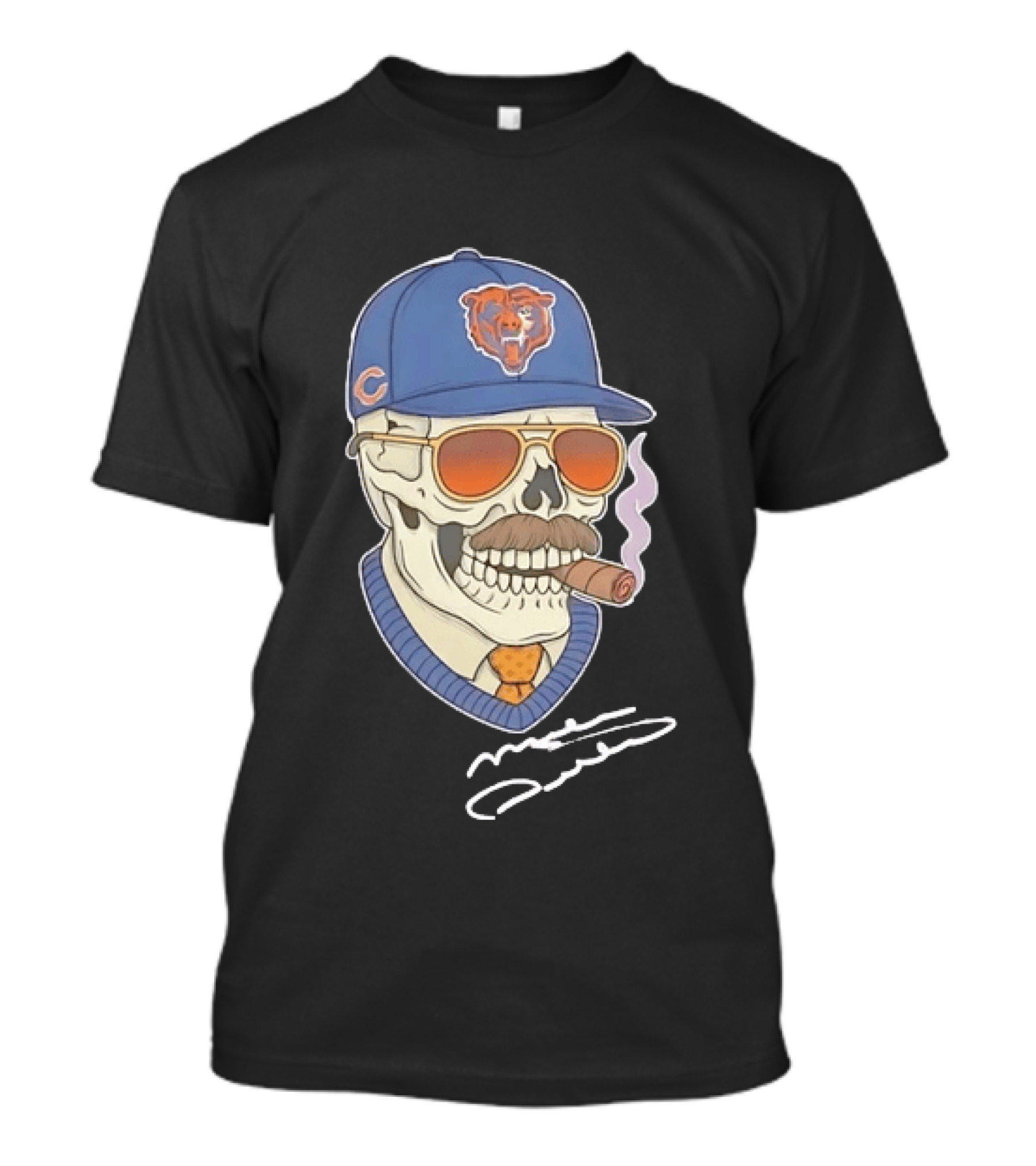 Mike Ditka Chicago Bears Skull Cigar Cap Mustache Sunglasses T-Shirt