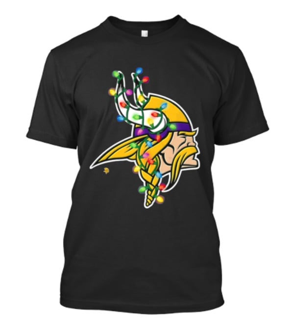 Minnesota Vikings Viking Head Christmas Lights Festive Decor T-Shirt
