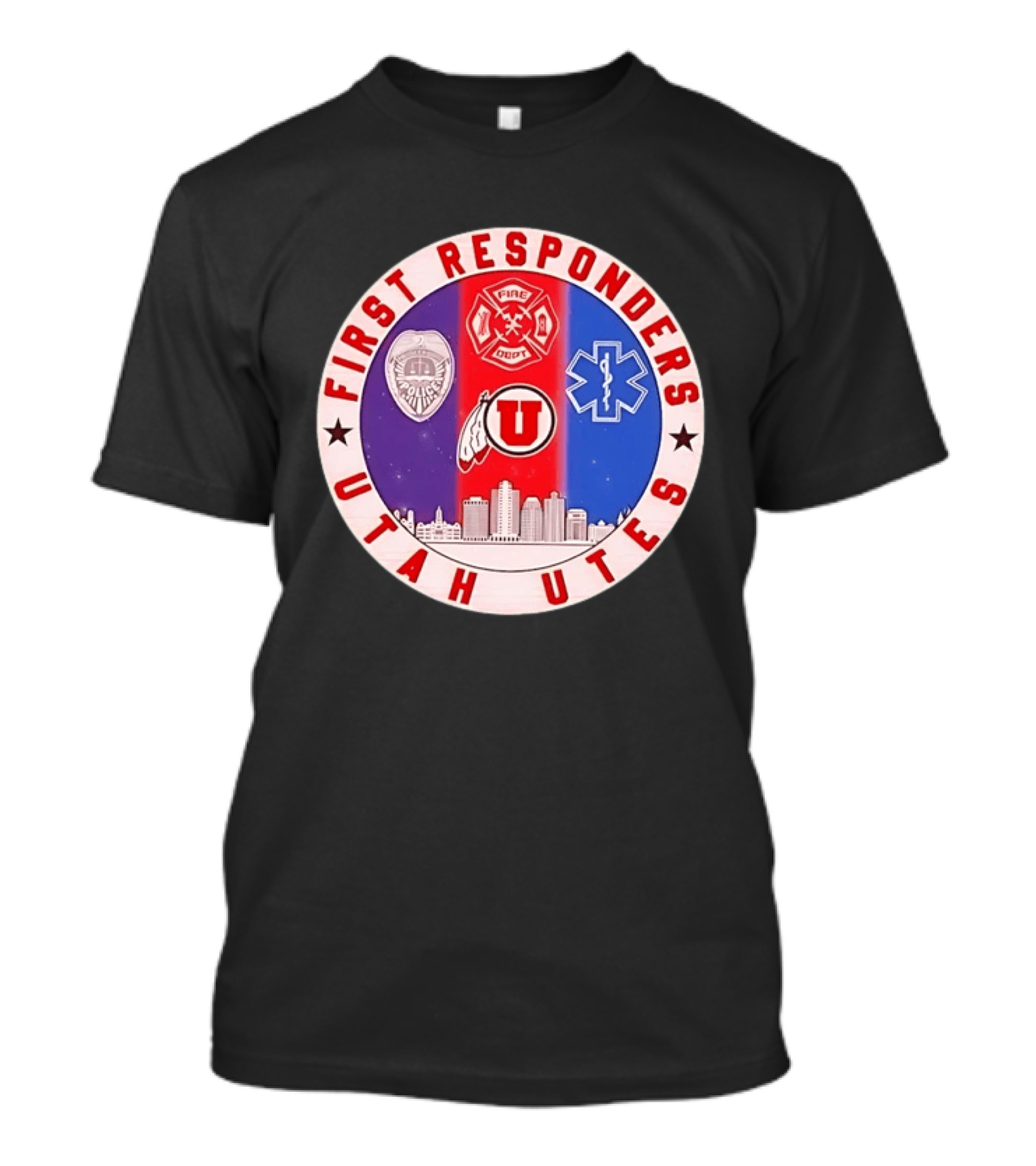Utah Utes First Responders Police Fire EMT Skyline T-Shirt