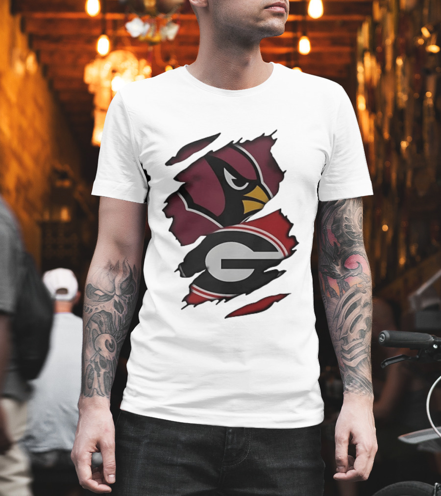 Arizona Cardinals Georgia Bulldogs Ripped Effect T-Shirt