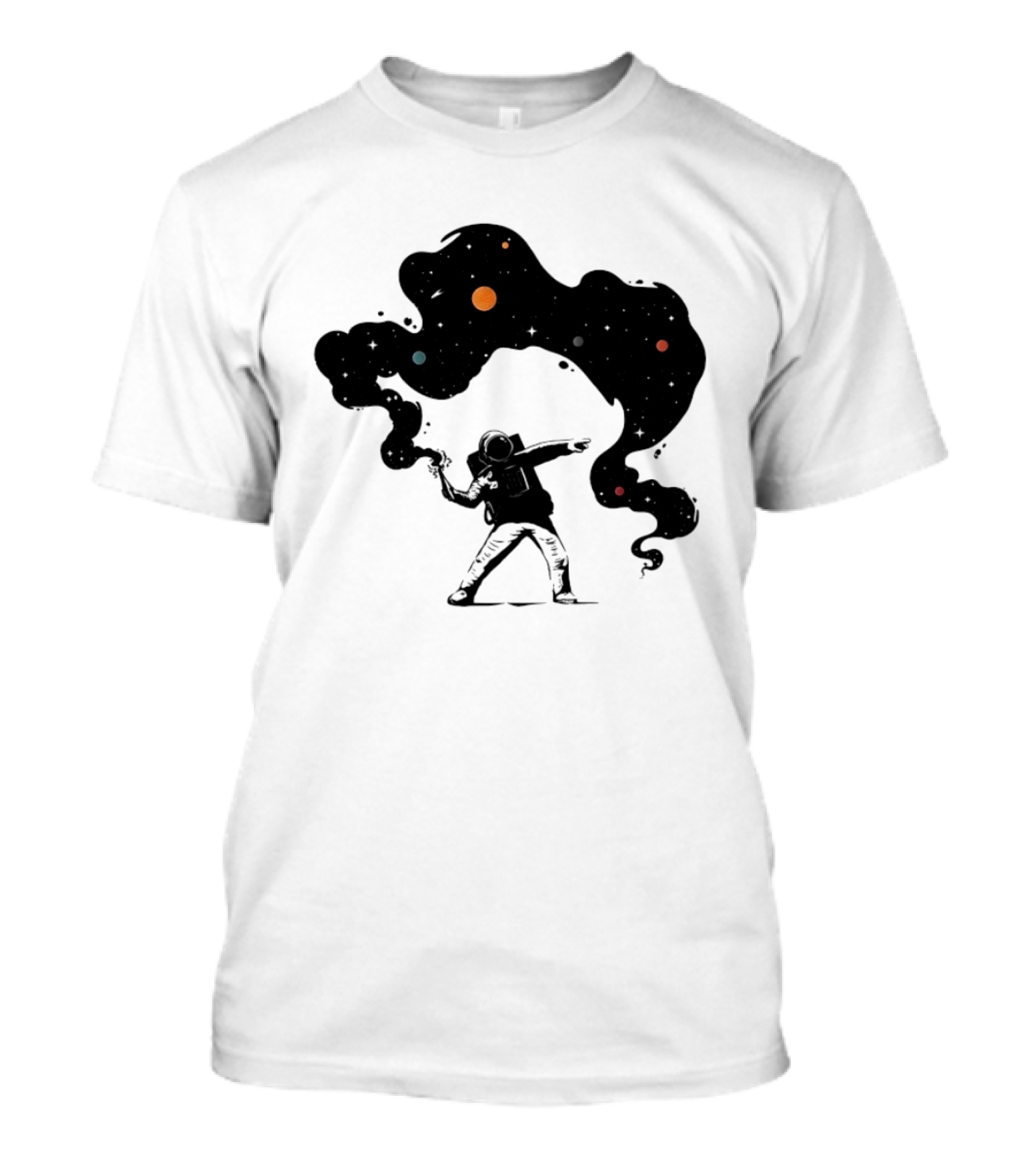 Astronaut Hurling Colorful Galaxy Nebula Space Visualization T-Shirt