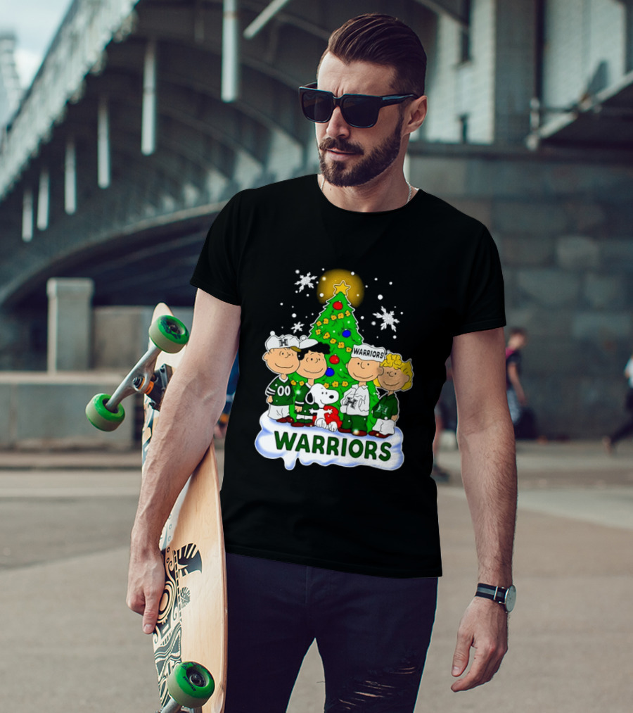 Peanuts Characters Hawaii Warriors Christmas Tree Snoopy Charlie Brown Holiday Snowflakes T-Shirt