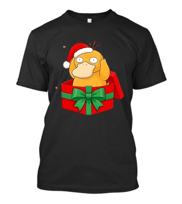 Psyduck Christmas Gift Box Wearing Santa Hat Pokemon T-Shirt
