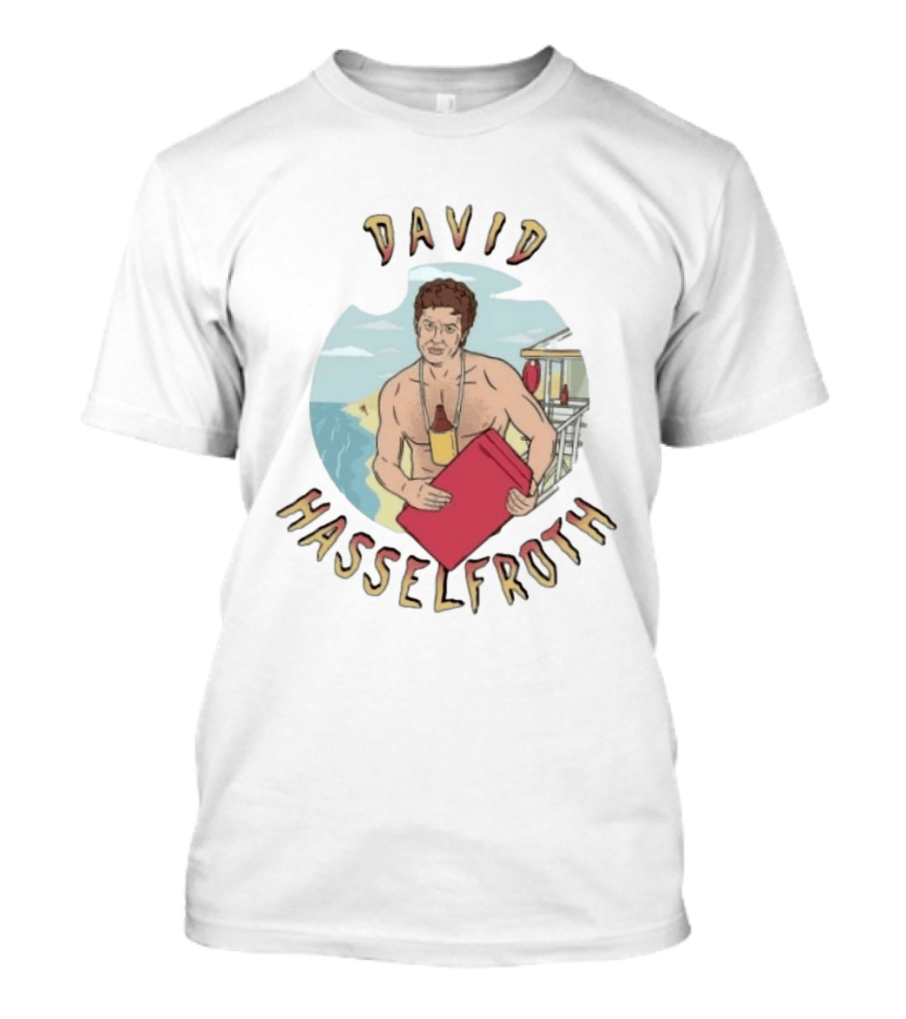 David Hasselfroth Lifeguard Bay Beach Rescue Scene T-Shirt