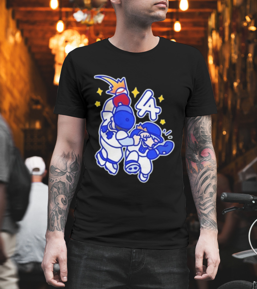Shohei Ohtani Mookie Betts Cartoon LA Dodgers Baseball Clash T-Shirt