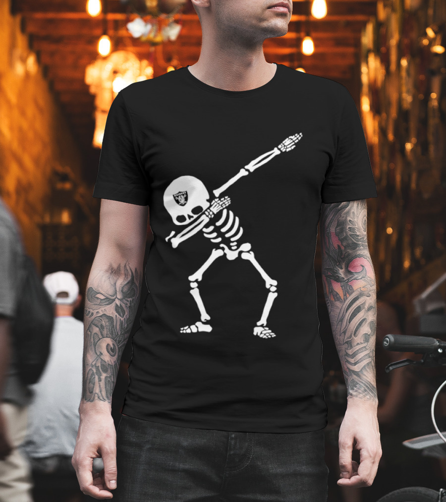 Las Vegas Raiders Dabbing Skeleton Football Fan Gear T-Shirt