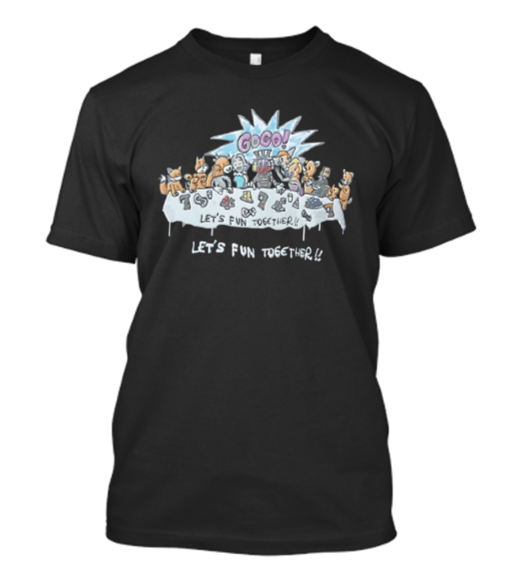 Let's Fun Together Cartoon Animals G Go At Table T-Shirt