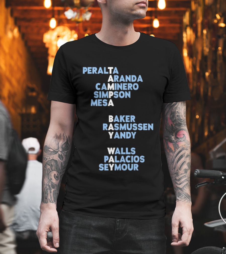 Tampa Bay Rays Player Roster List Peralta Aranda Caminero Simpson Mesa Baker Rasmussen Yandy Walls Palacios Seymour T-Shirt