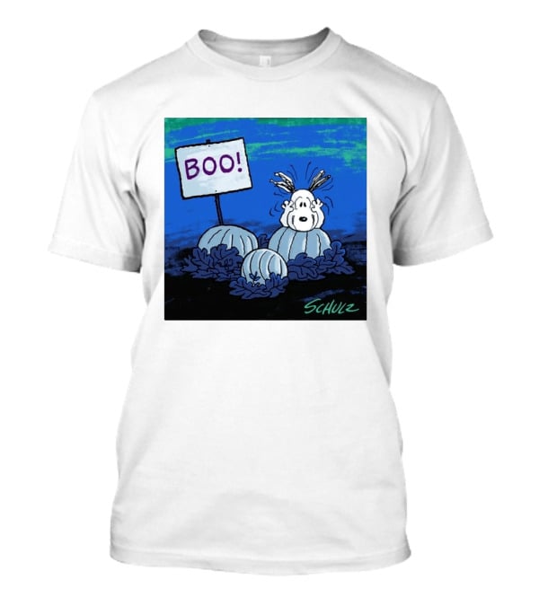 BOO Snoopy Pumpkin Patch Season Halloween Scene By Schulz T-Shirt