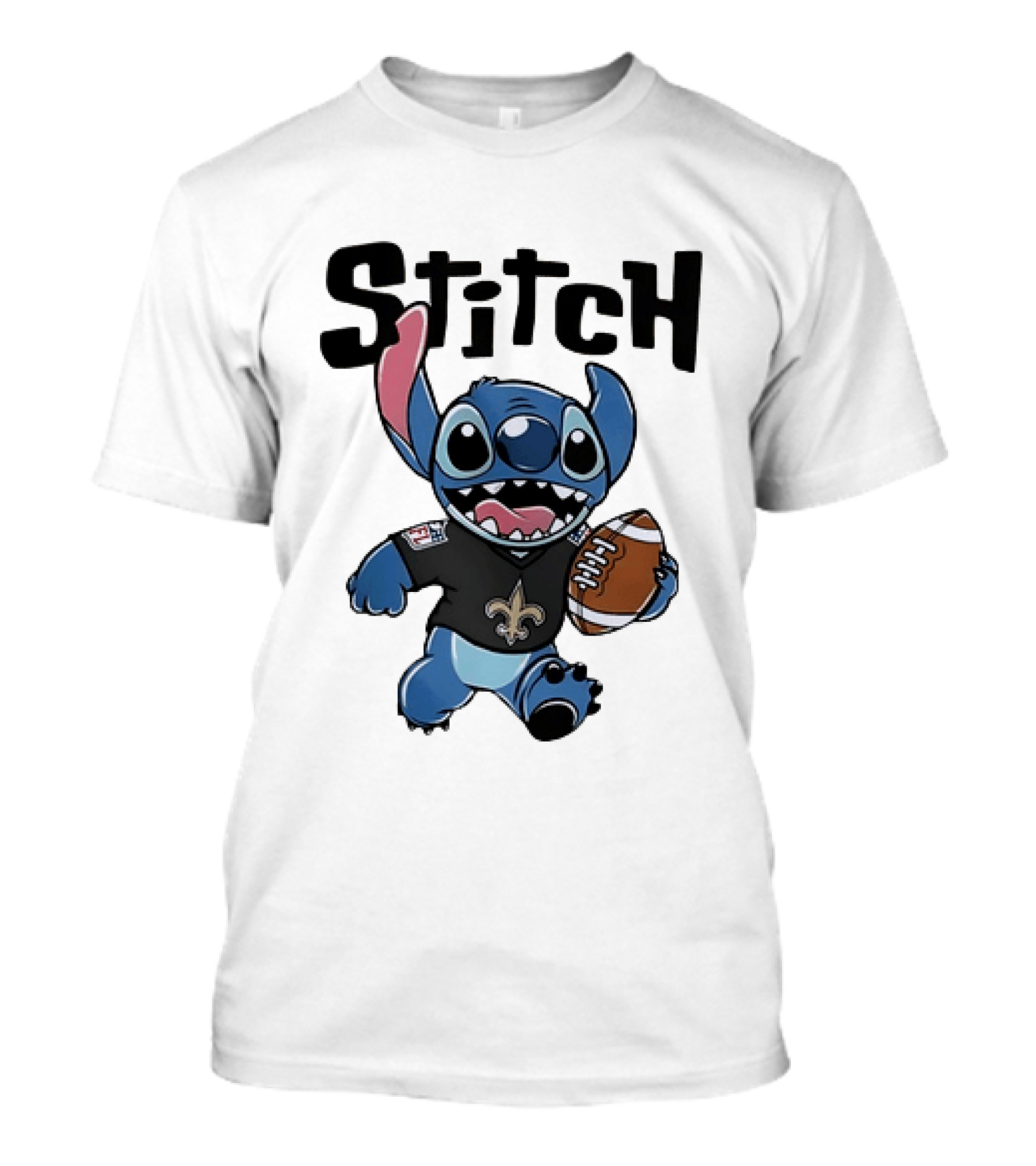 Stitch Carrying Football New Orleans Saints Disney T-Shirt