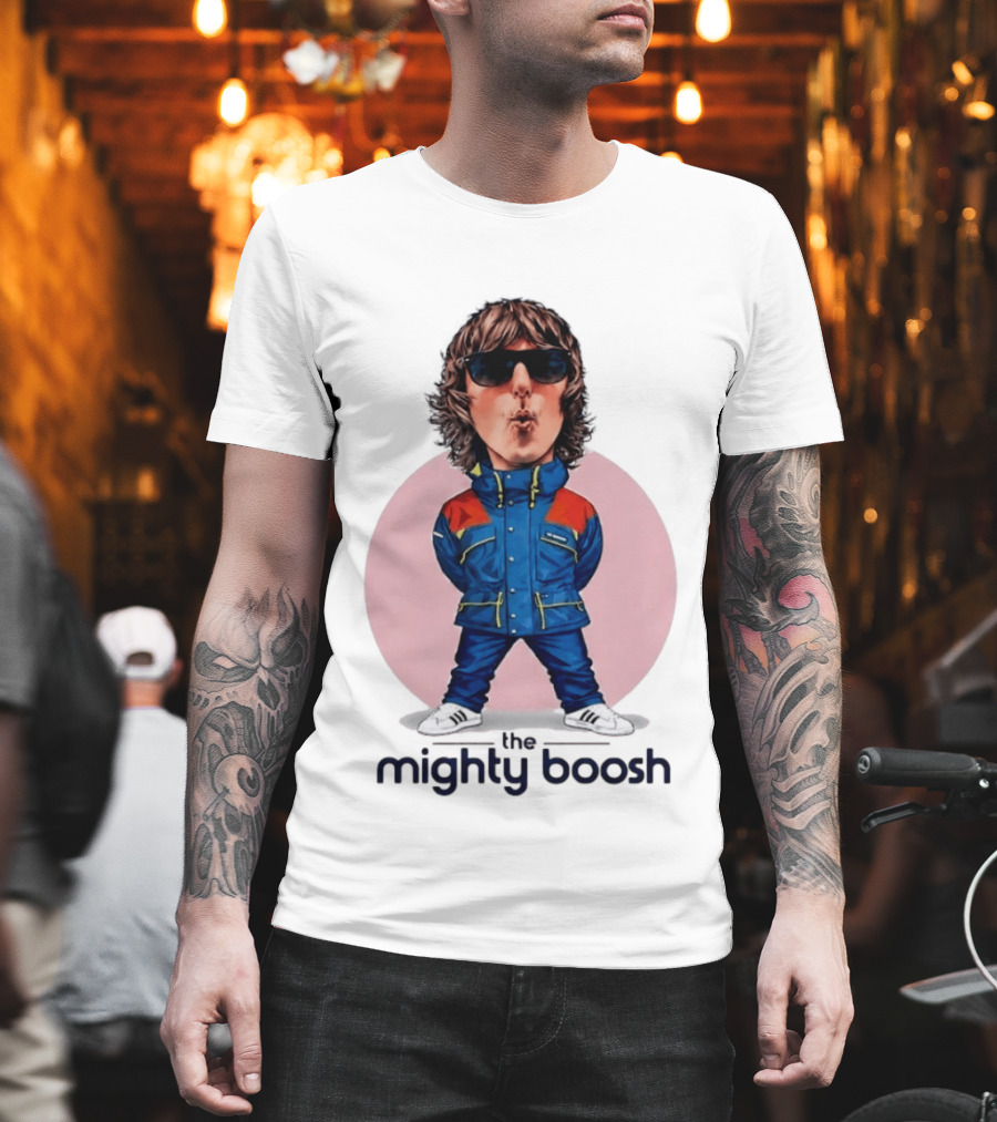 The Mighty Boosh Noel Fielding Caricature In Sunglasses And Blue Jacket T-Shirt