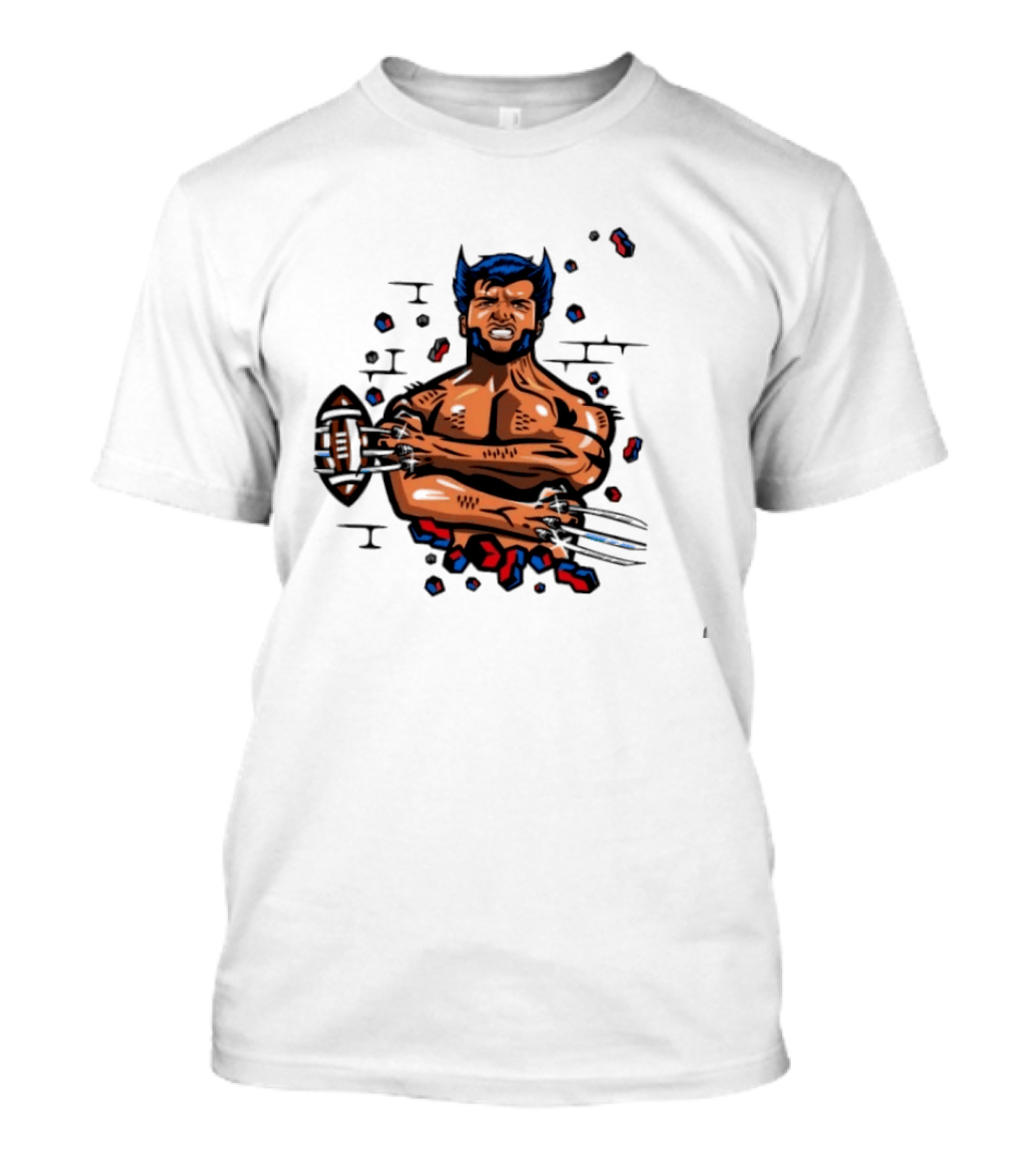 Wolverine Football Player With Adamantium Claws Holding Football T-Shirt