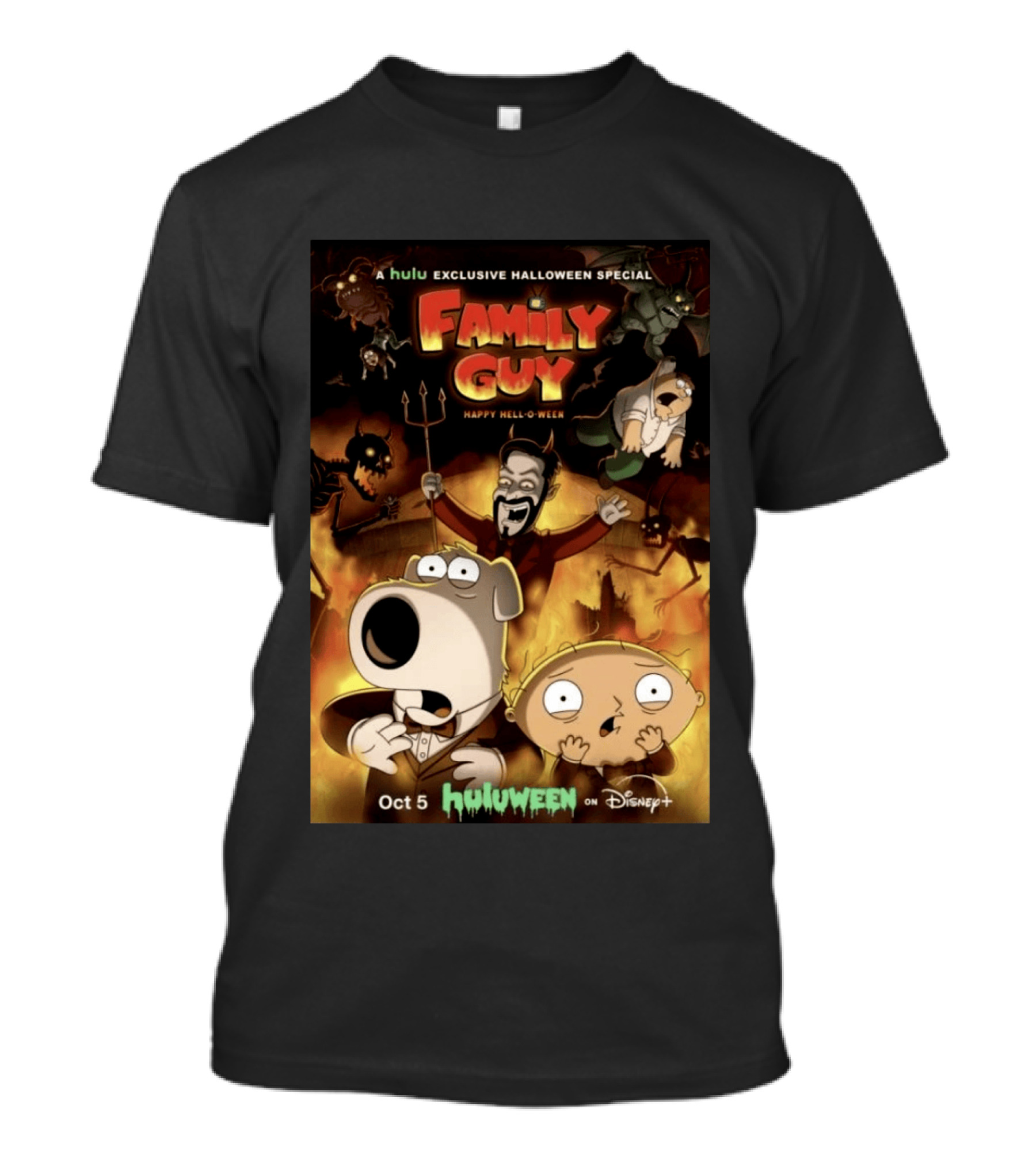 Hulu Exclusive Halloween Special Family Guy Happy Hell O Ween Oct 5 Huloween On Disney Plus T-Shirt