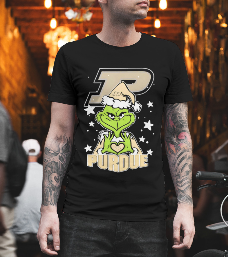 Purdue Boilermakers Christmas Grinch Heart T-Shirt