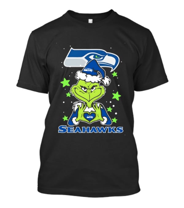 The Grinch Loves Seattle Seahawks Christmas Fan Holiday T-Shirt