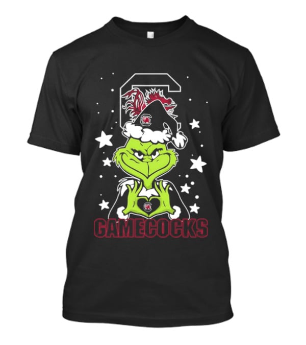 Grinch Santa Hat South Carolina Gamecocks Christmas T-Shirt