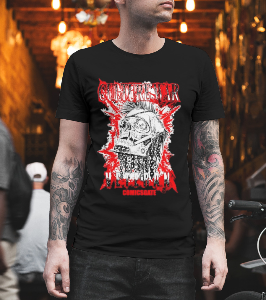 Culture War Veteran Punk Skull Comicsgate T-Shirt