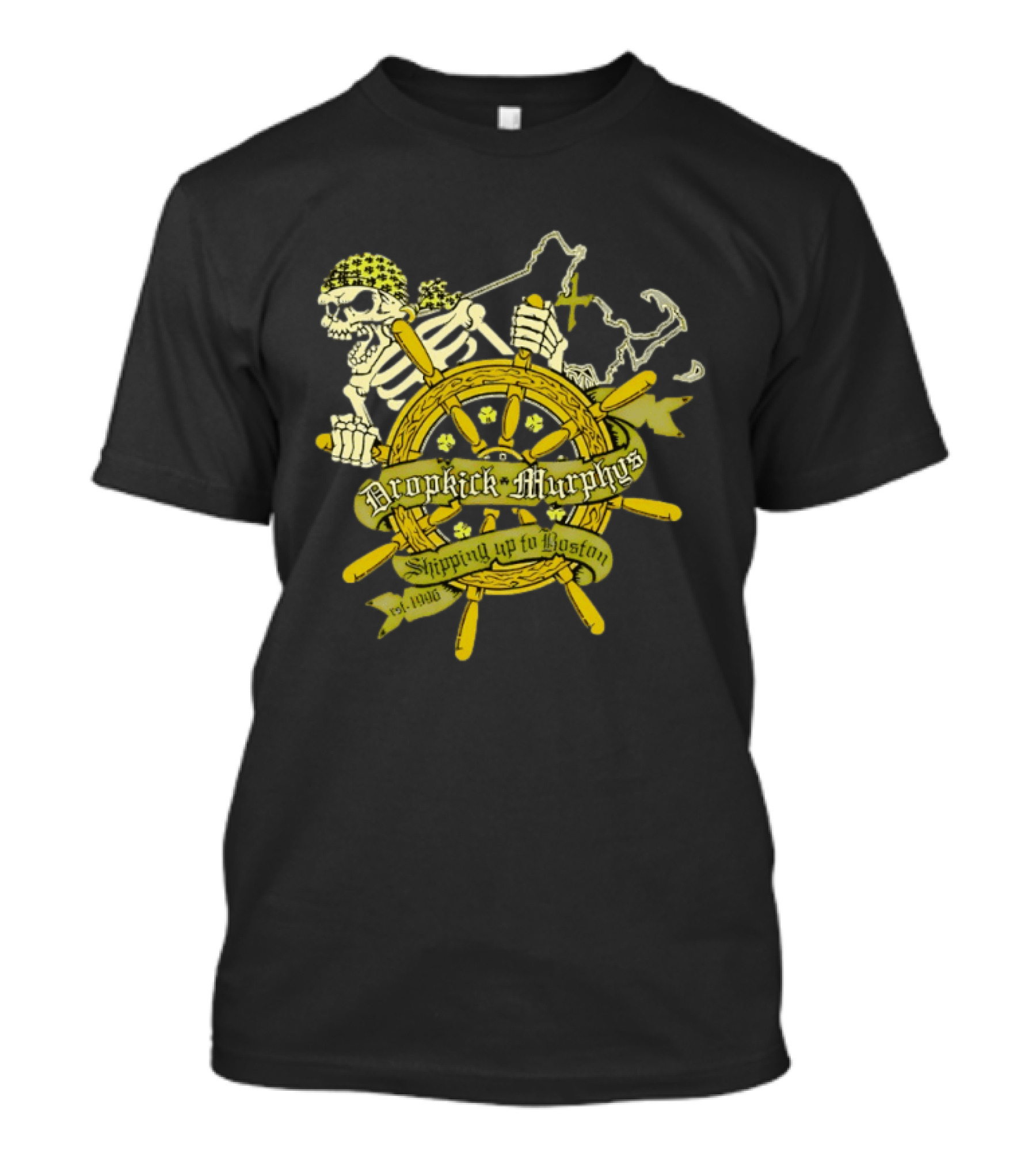 Dropkick Murphys Shipping Up To Boston Skull Shipwheel Est 1996 T-Shirt