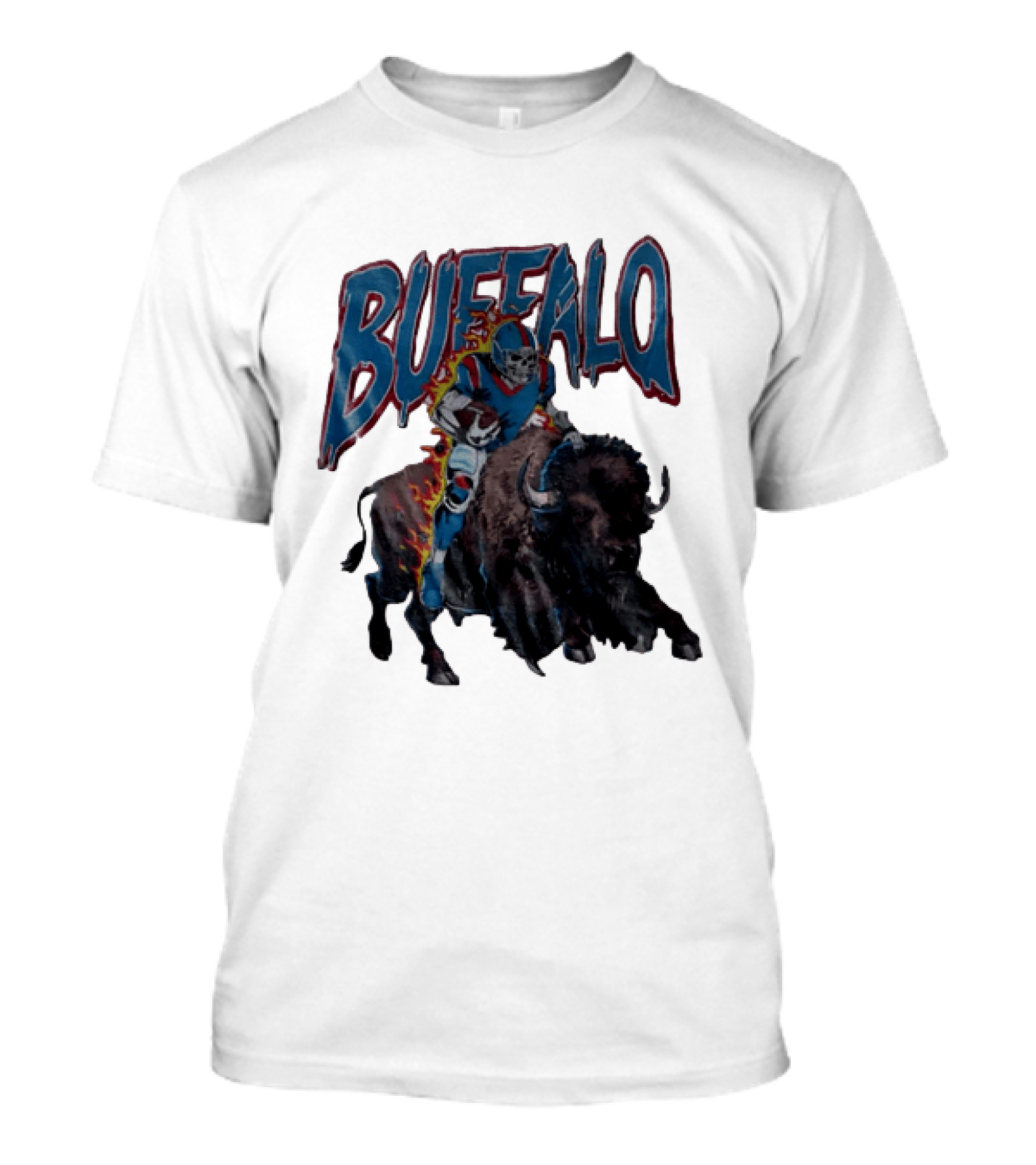 Buffalo Bills Skeleton Football Player Riding Charging Buffalo T-Shirt