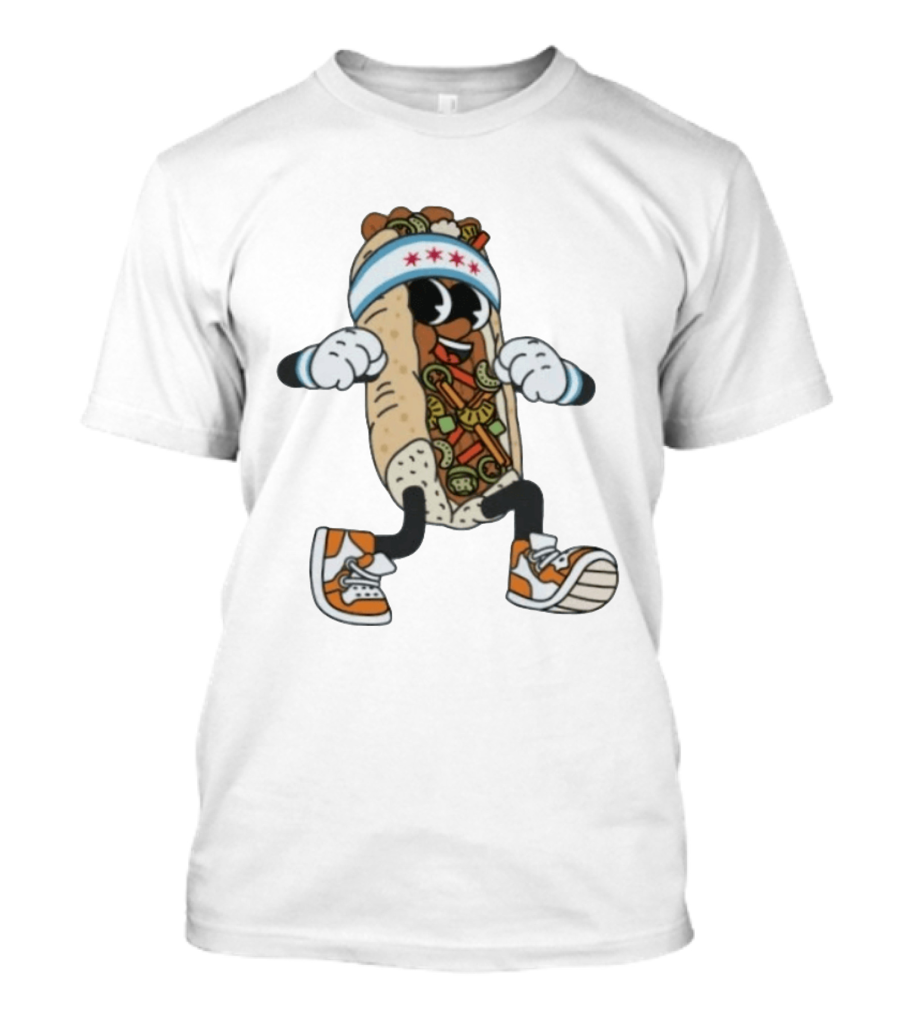 Chicago Juicy Jus Hot Dog Character Sneakers Headband Stars T-Shirt