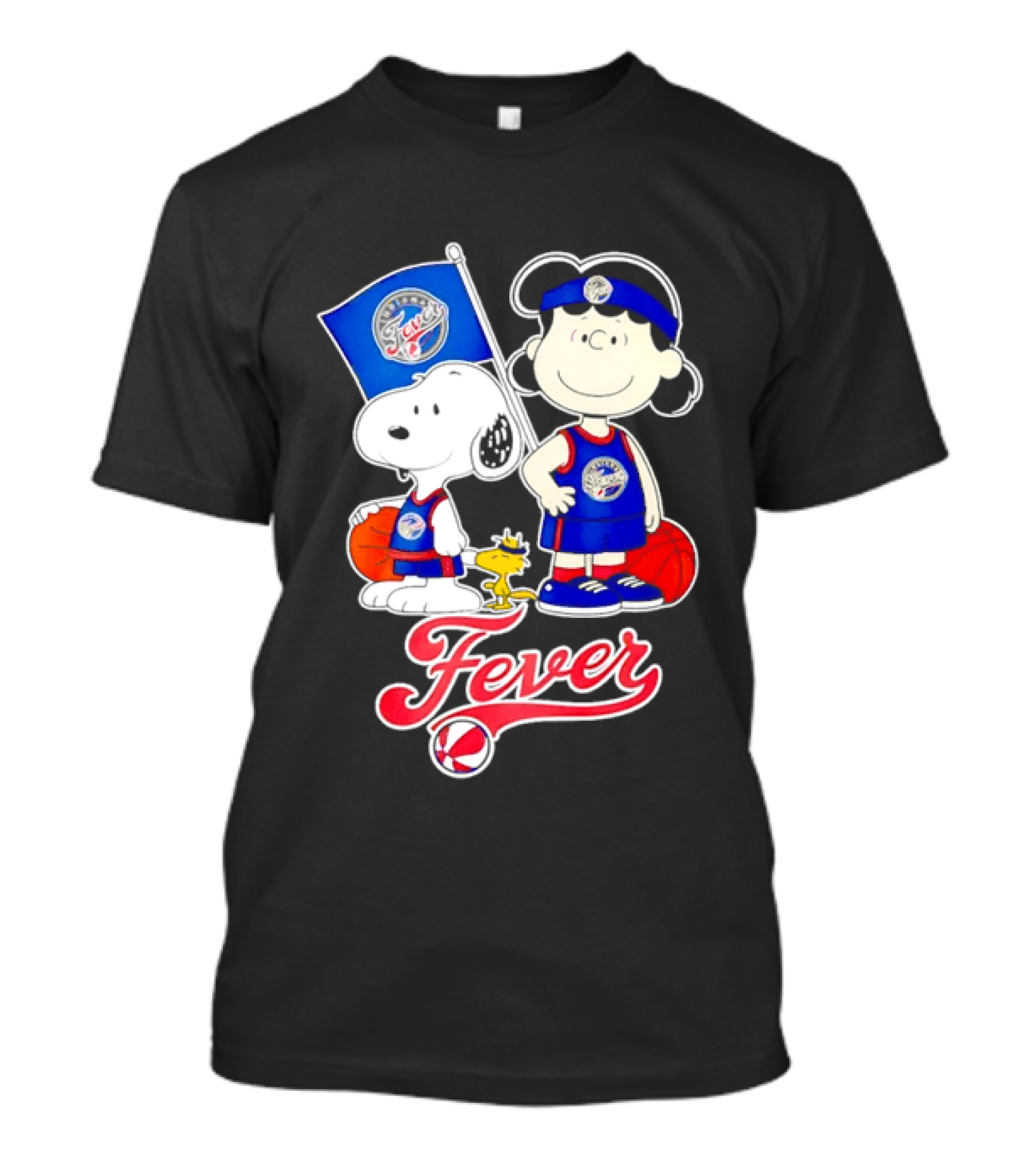 Peanuts Snoopy And Lucy Indiana Fever Basketball Team Fan Characters T-Shirt