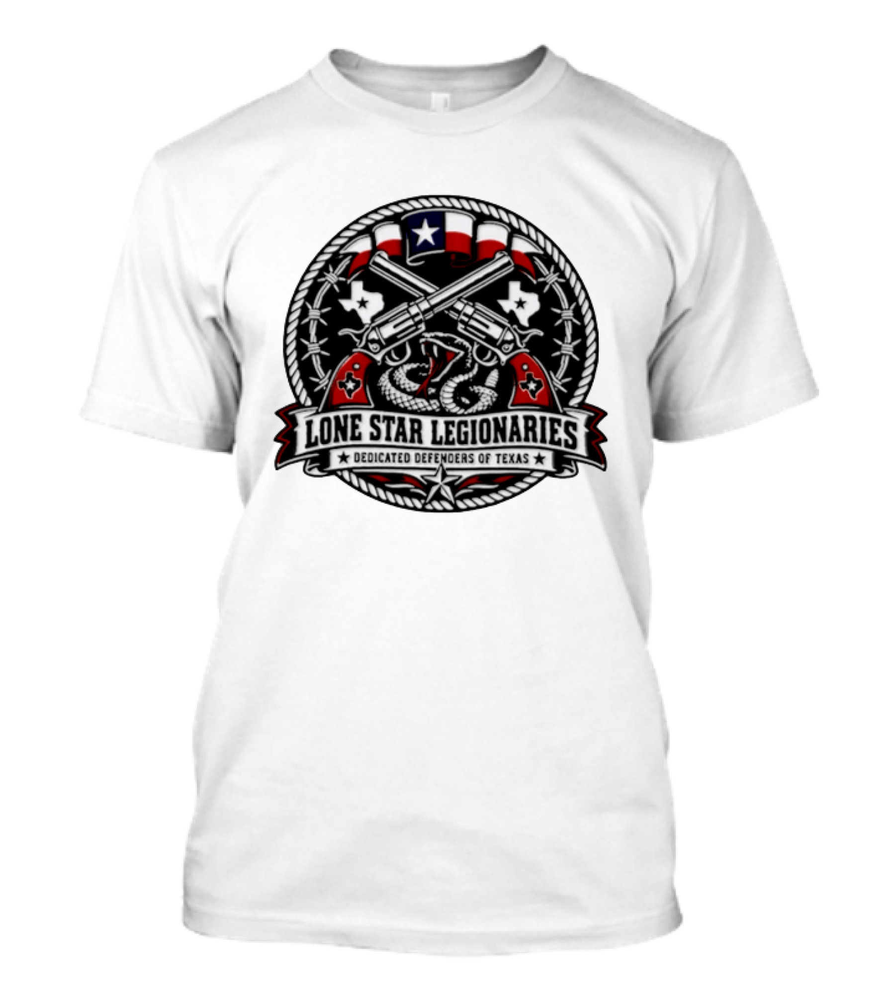 Lone Star Legionaries Texas Pride Snake Pistols Flag T-Shirt