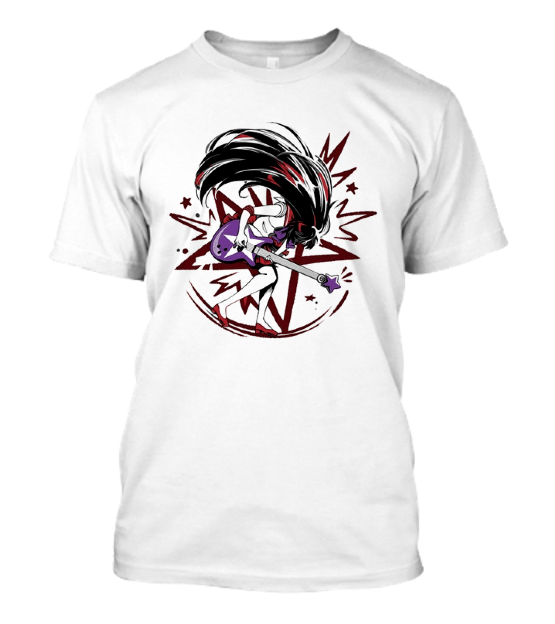 Sailor Mars Rei Hino Rocking Electric Guitar With Cosmic Energy Burst T-Shirt