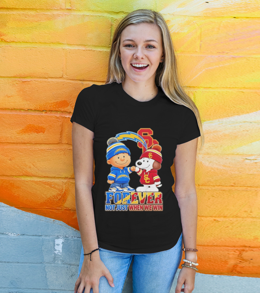 Charlie Brown Snoopy Los Angeles Chargers USC Trojans Forever Not Just When We Win T-Shirt