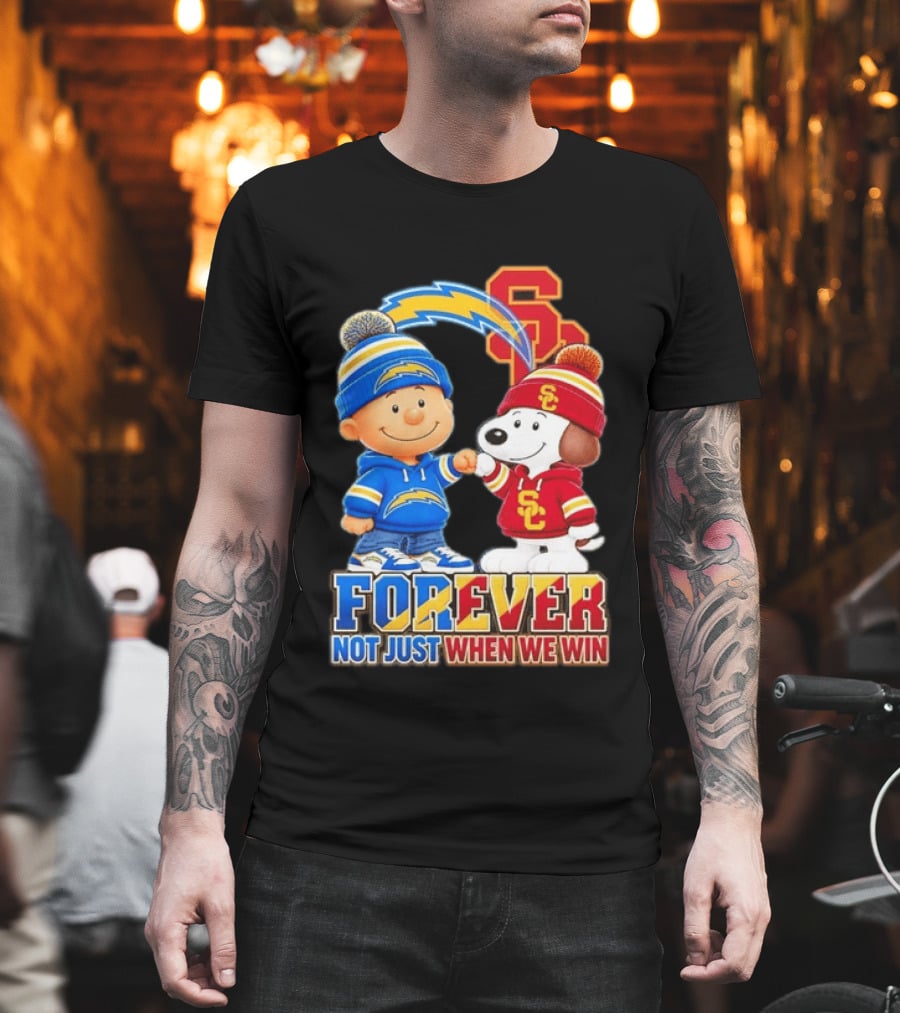Charlie Brown Snoopy Los Angeles Chargers USC Trojans Forever Not Just When We Win T-Shirt