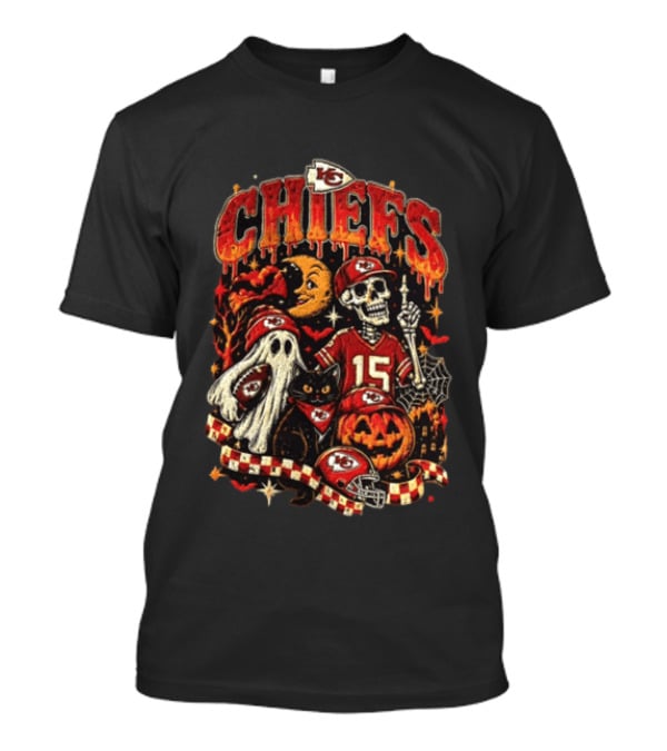 Kansas City Chiefs Patrick Mahomes Halloween Skeleton Jersey Cap Football Scene T-Shirt