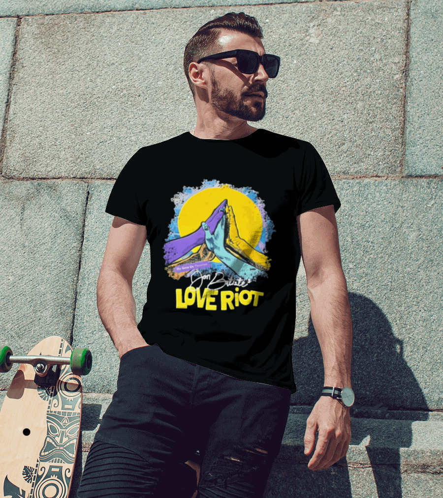 Jon Batiste He Gets Us Presents Love Riot Three Hands High Five Yellow Sun T-Shirt