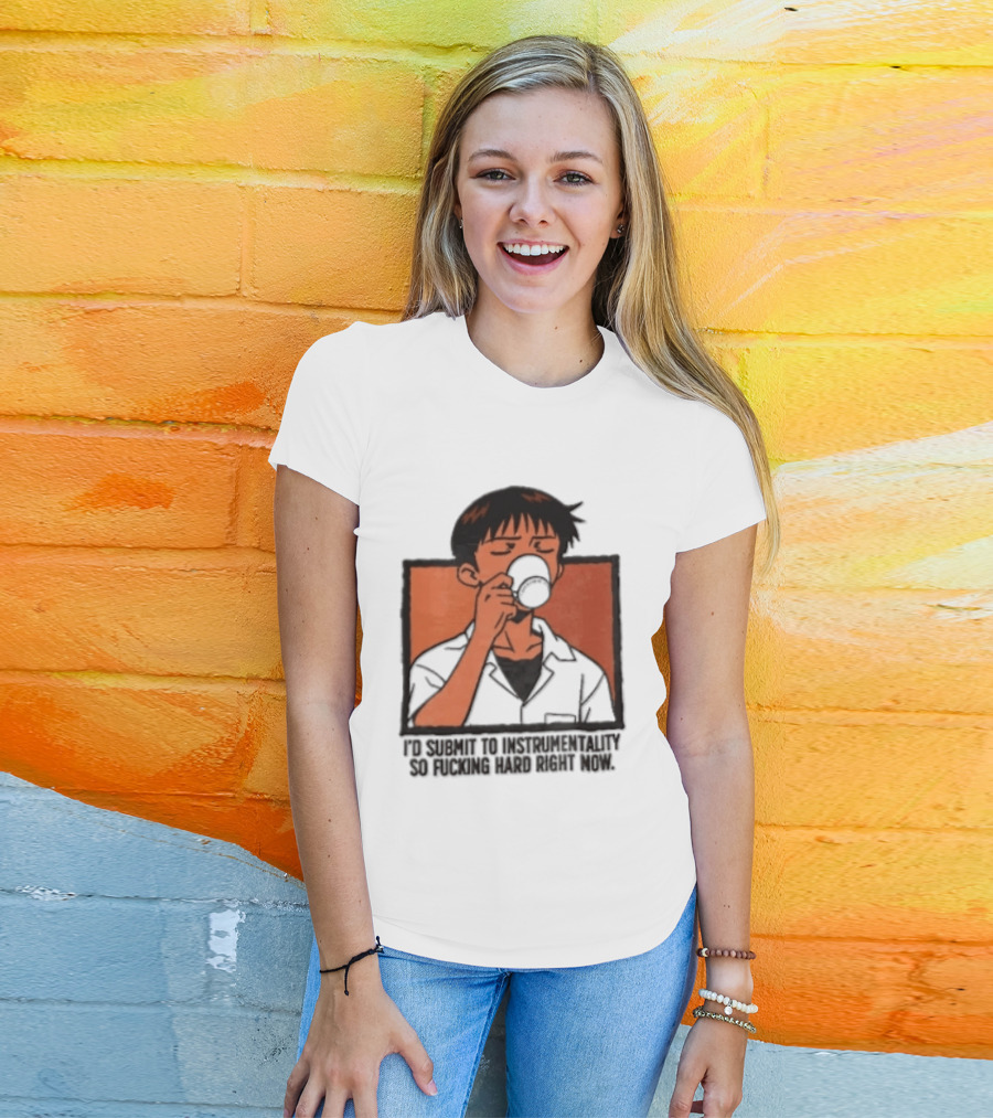 I'd Submit To Instrumentality So Hard Right Now Shinji Character Drinking Coffee T-Shirt
