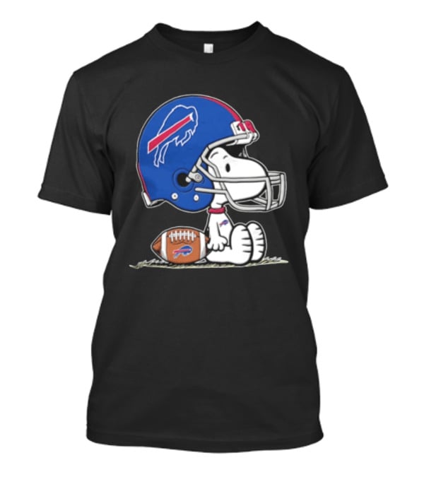 Snoopy Buffalo Bills Football Helmet Sitting With Football T-Shirt
