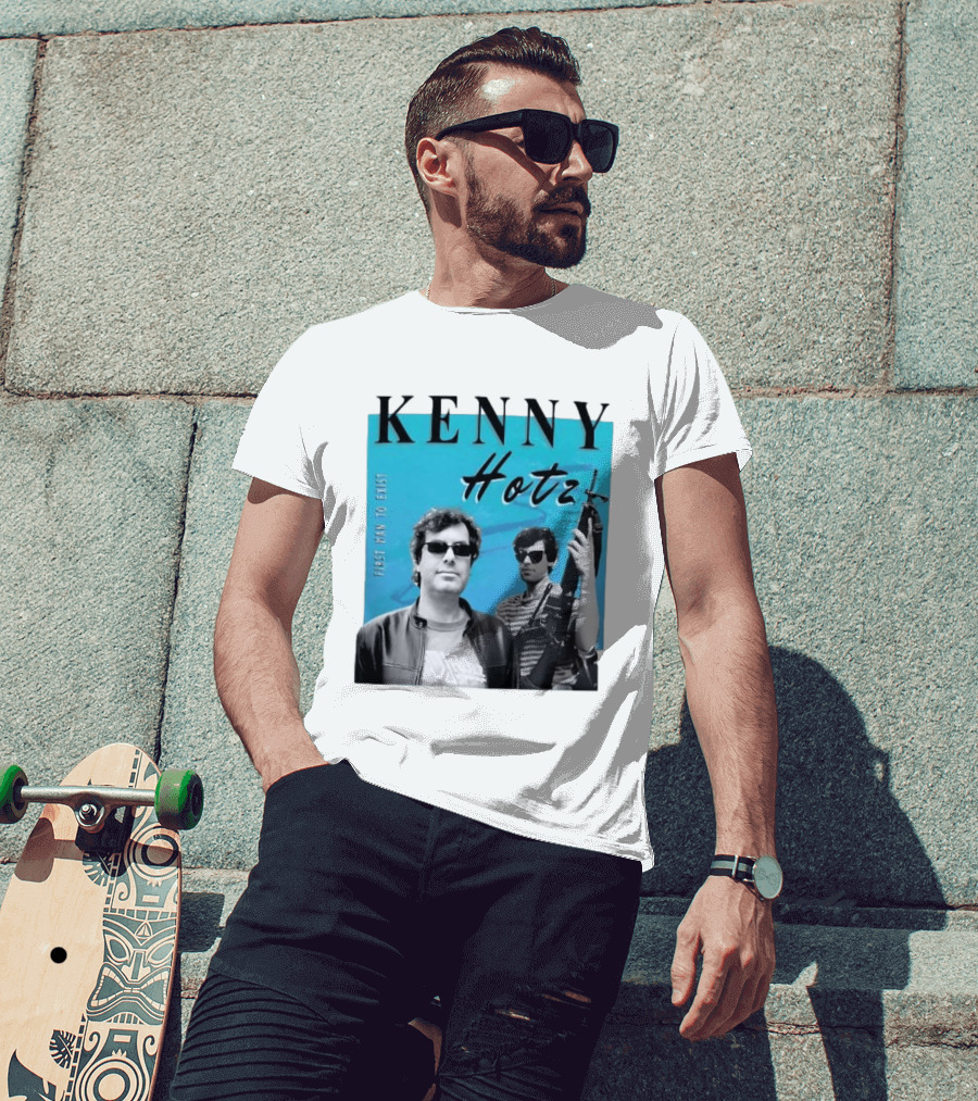 Kenny Hotz First Man To Exist Black And White Sunglasses Gun Image T-Shirt