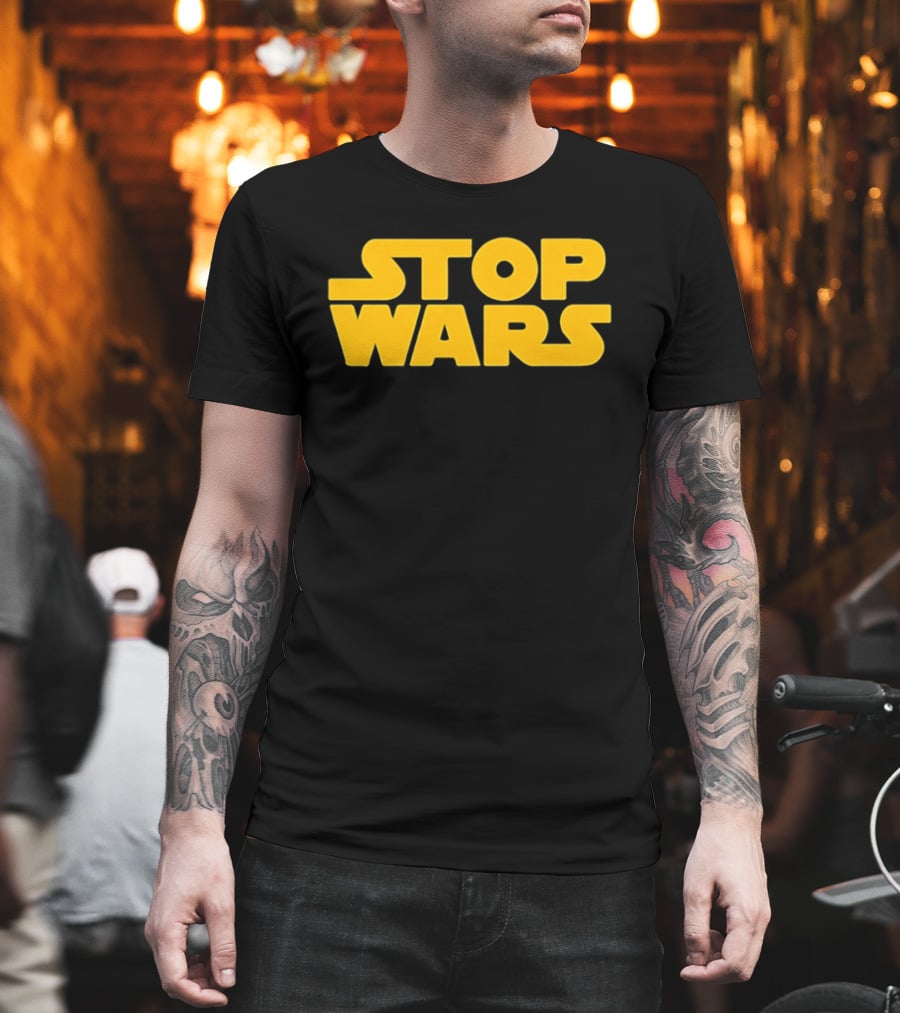Stop Wars Peace Sci Fi Activism Iconic Yellow T-Shirt