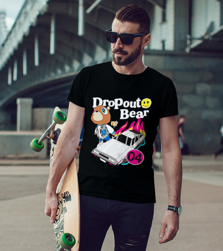 Kanye West Dropout Bear DeLorean 04 Flame Sneakers T-Shirt