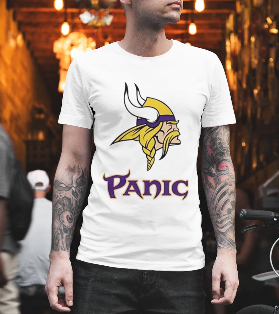 Minnesota Vikings Panic Viking Helmet Design NFL Fan T-Shirt