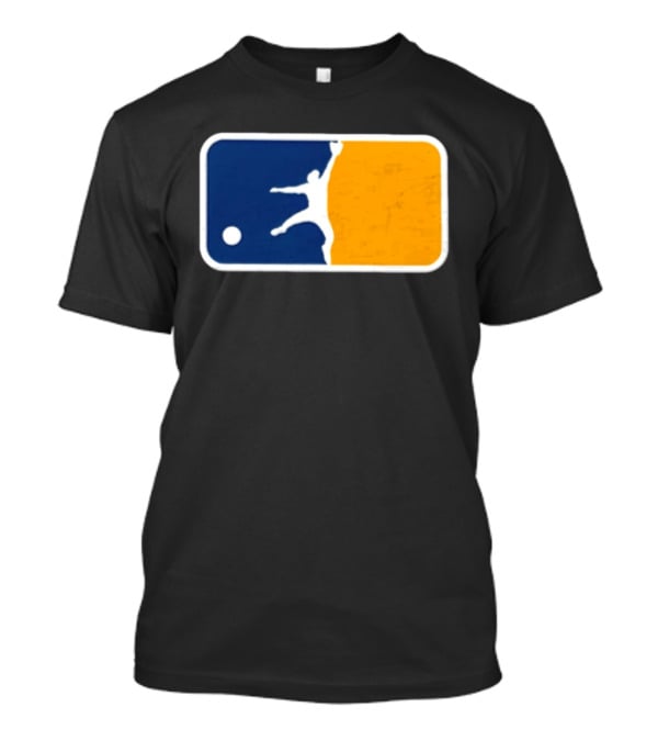 Milwaukee Brewers Baseball Leaping Catch Icon Luis Lara T-Shirt