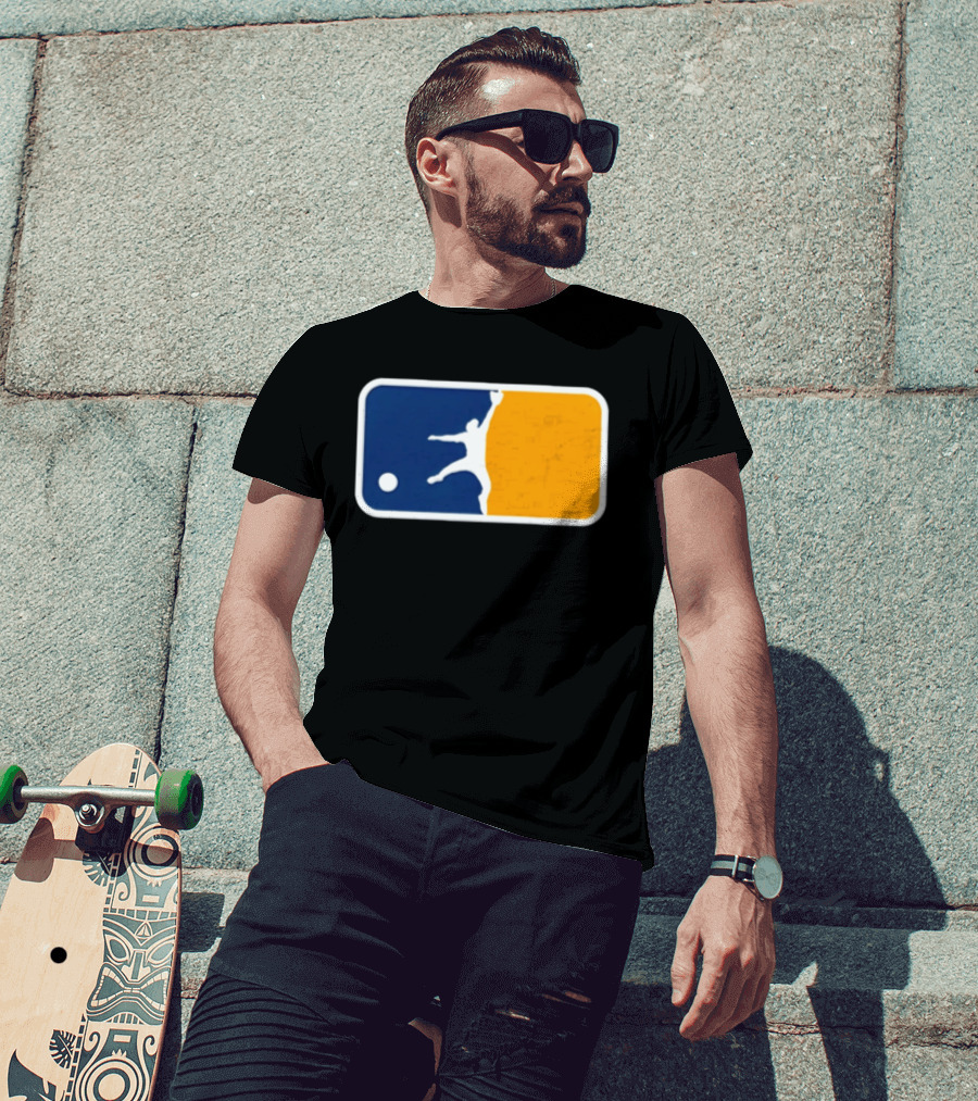 Milwaukee Brewers Baseball Leaping Catch Icon Luis Lara T-Shirt